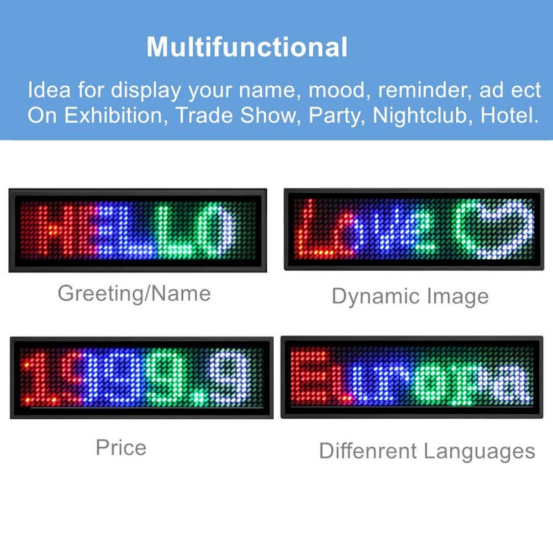 OUHL LED Name Badges, OUHL Upgraded Name Tag Cellphone Programmable Rechargeable Business Badges with Magnet Pin Mount Multicolored Not RGB - Image 3